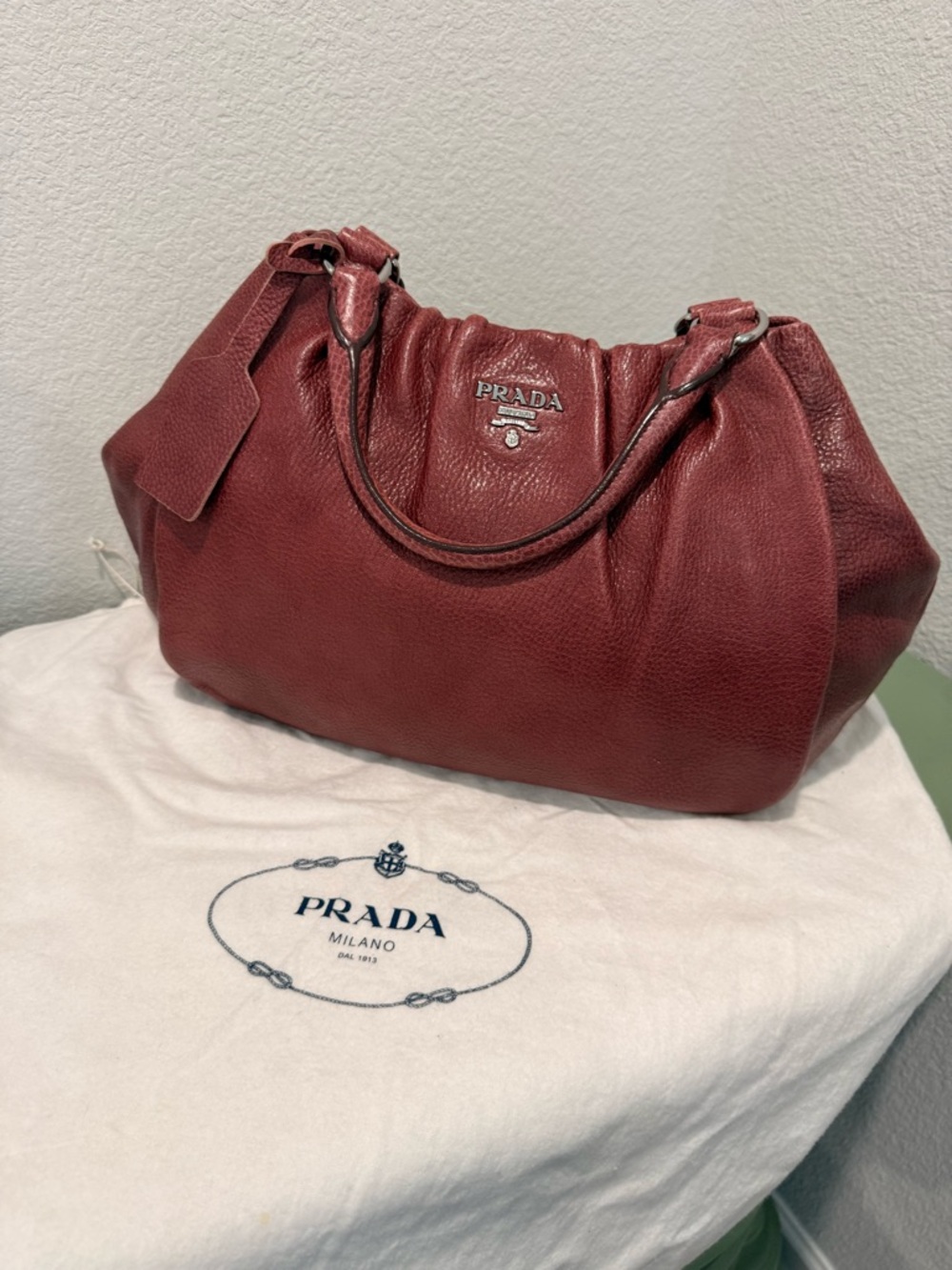 Prada Burgundy Leather Shoulder Bag
